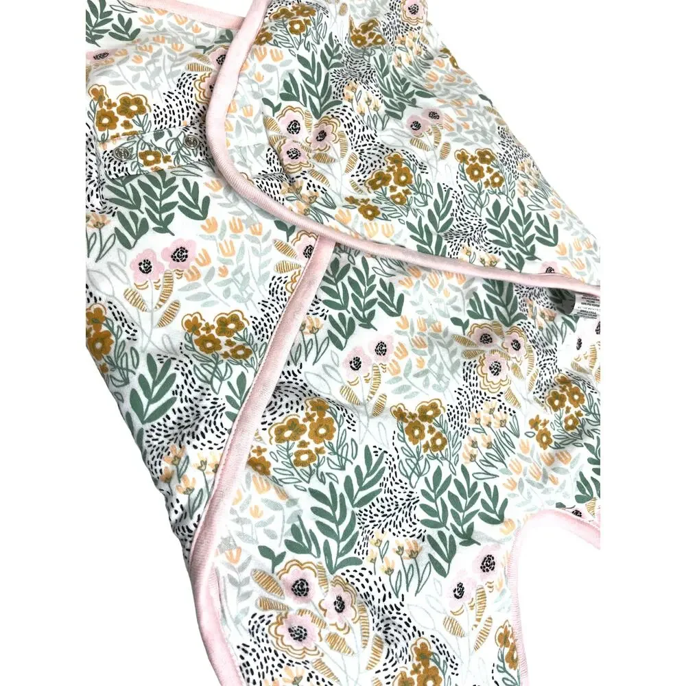 Nordstrom COTTON WRAP BABY BUNTING | NWT | White Pink Wildflowers Print - Picture 3 of 11